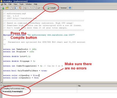 Compiling Metatrader 4 Expert Advisor