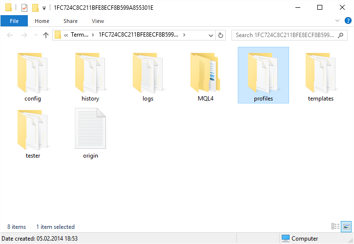 Open Profiles subfolder in the new platform's data folder