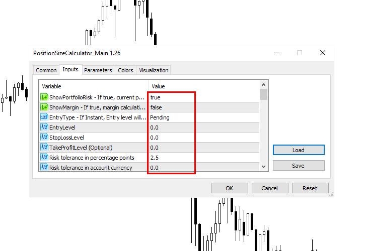 Input parameters have been loaded