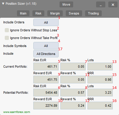 Position Sizer - cBot Interface - Risk Tab