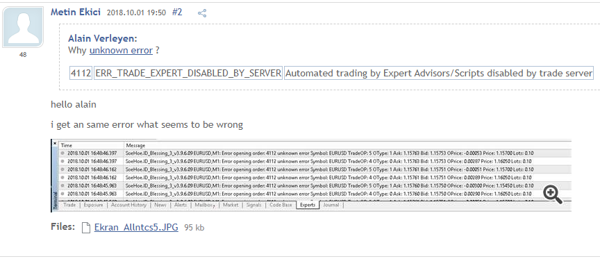 How to get to the trading server ?