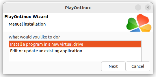 Installation of a program on a new virtual drive