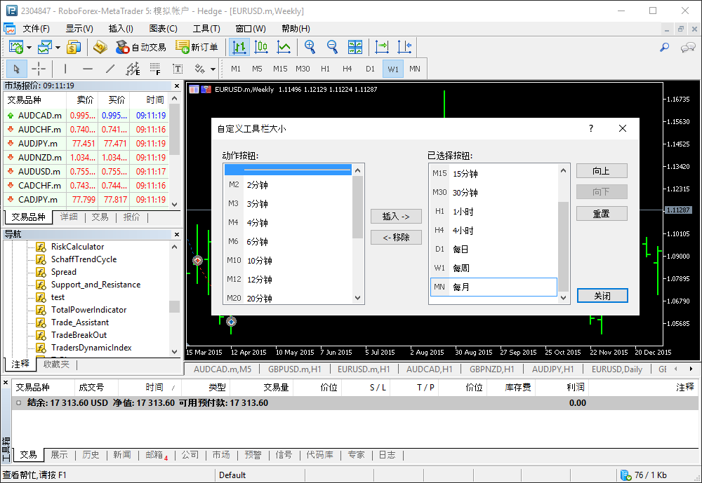 Adding new timeframes in MT5