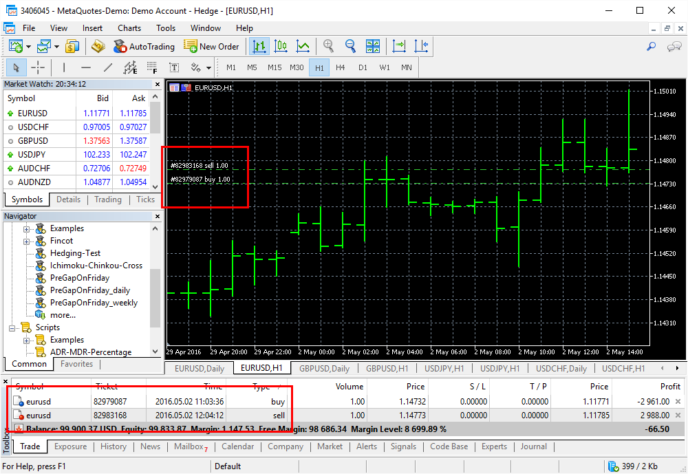 Hedging positions in MT5