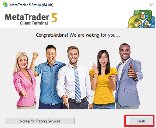Finishing the MT5 installation