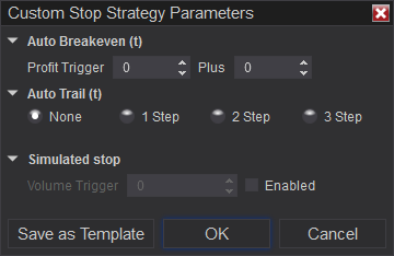 NinjaTrader – معلمات استراتيجية الإيقاف المخصصة