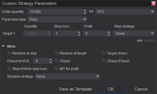 NinjaTrader: пользовательские параметры стратегии