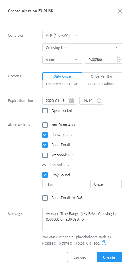 Plataforma TradingView - Configuración de la interfaz de alertas