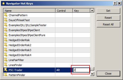 Setting the Main Key for a Keyboard Shortcut