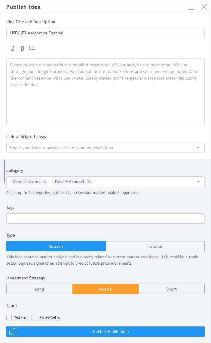 TradingView Platform - Setting Up a Public Idea