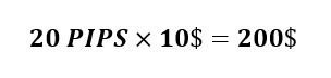 20 PIPS x $10 = $200