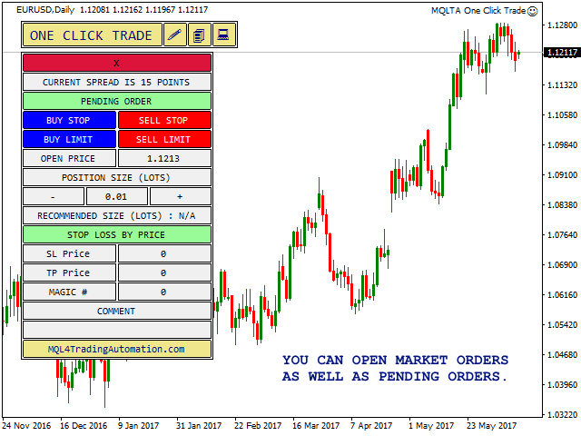 One-Click Trade Market/Pending Order Interface