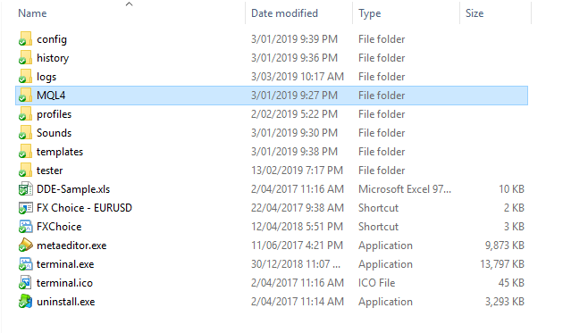 Opening MQL4 Folder in MetaTrader