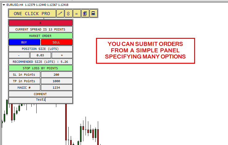You Can Submit Orders from a Simple Panel, Specifying Many Options