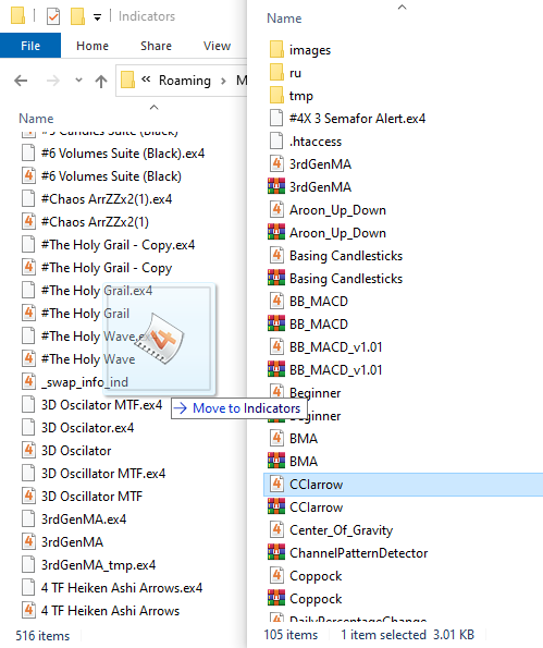 Copying an Indicator File into Indicators Subfolder Within MQL4 Folder