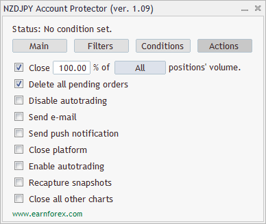 Account Protector - Interface - Actions Tab
