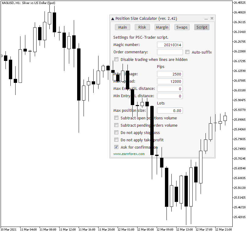 Position Size Calculator - Script Tab with Panel as Background