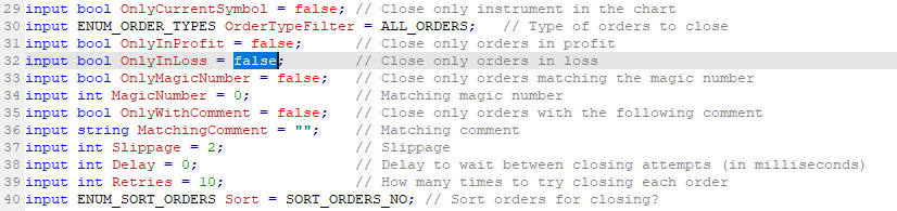 Close All Orders script - finding the OnlyInLoss parameter