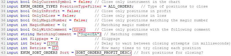 Close All Positions script - updated parameters